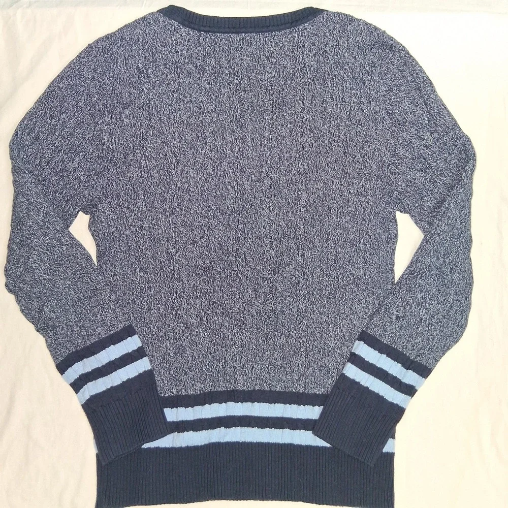 Karen Scott Blue Gray Heathered V Neck Long Sleeve‎ Sweater Size L
